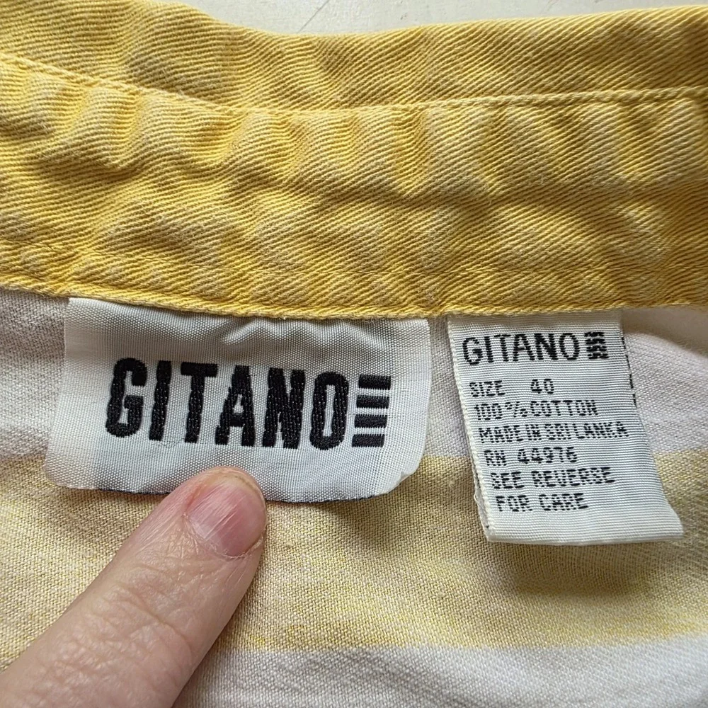 VTG 90s Gitano Color Block Striped Shirt Large Unisex Cotton Hip Hop Kidcore - Picture 5 of 9
